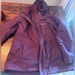 Columbia Omnitech Burgundy and Pink Patterned Jacket with removable shell